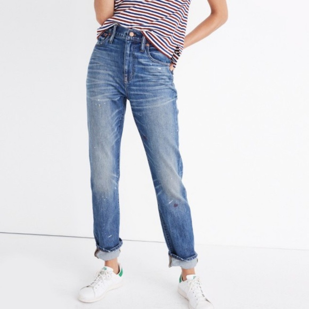 Madewell Slim High-Rise Boyfriend Paint Splatter
